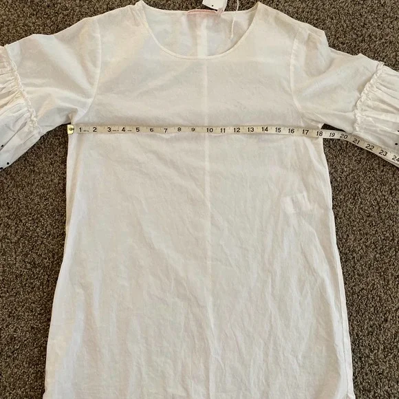 See by Chloe White Shirt Dress with Ruffled Sleeves - Size 34 - Picture 6 of 7